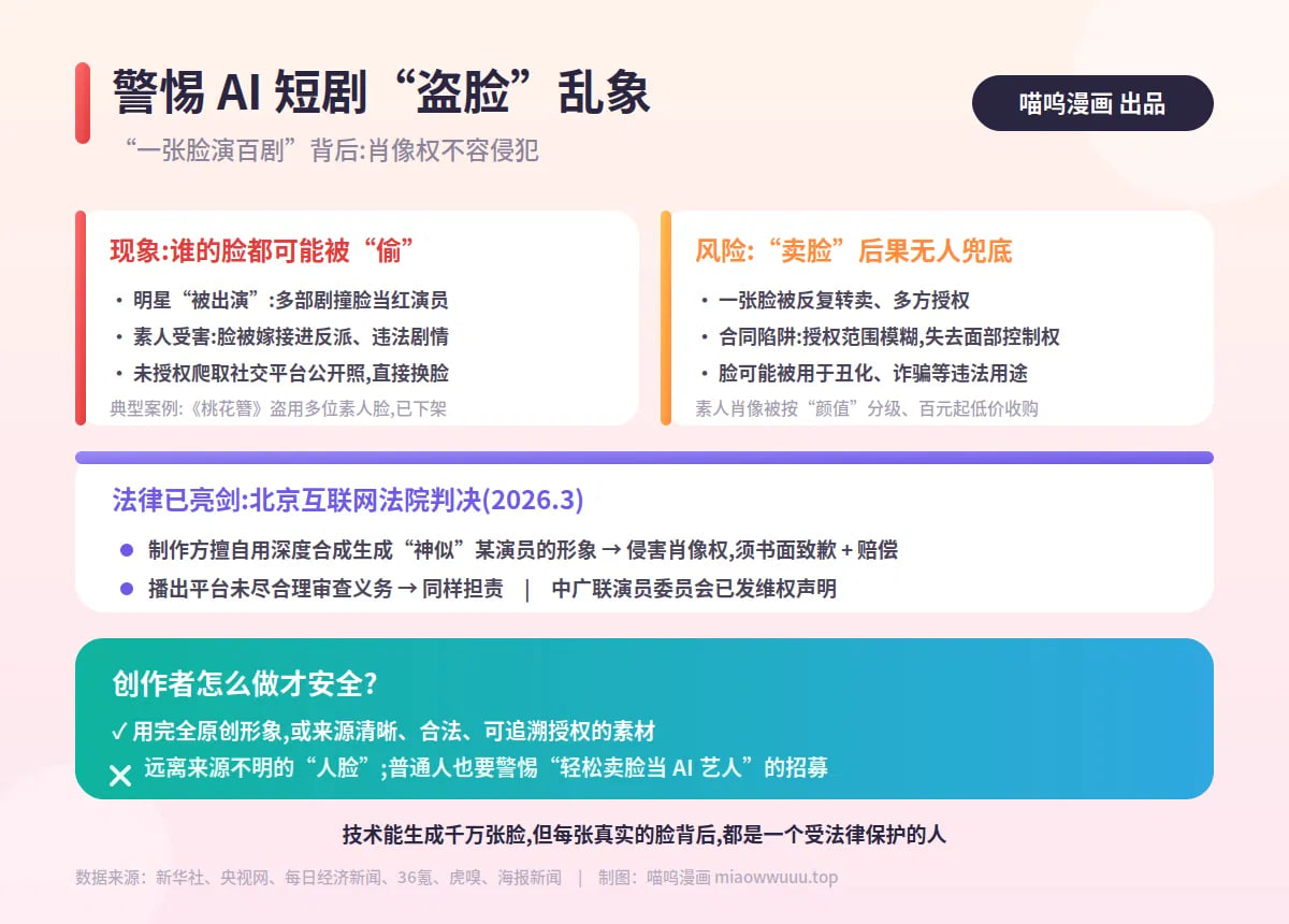 AI短剧,AI 漫剧肖像权,AI 漫剧盗脸,AI 深度合成,AI 漫剧侵权维权